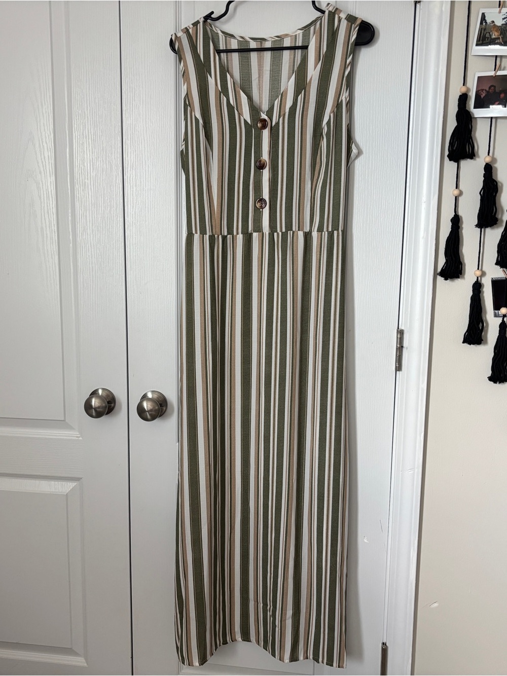 Green Striped Maxi Dress - XL